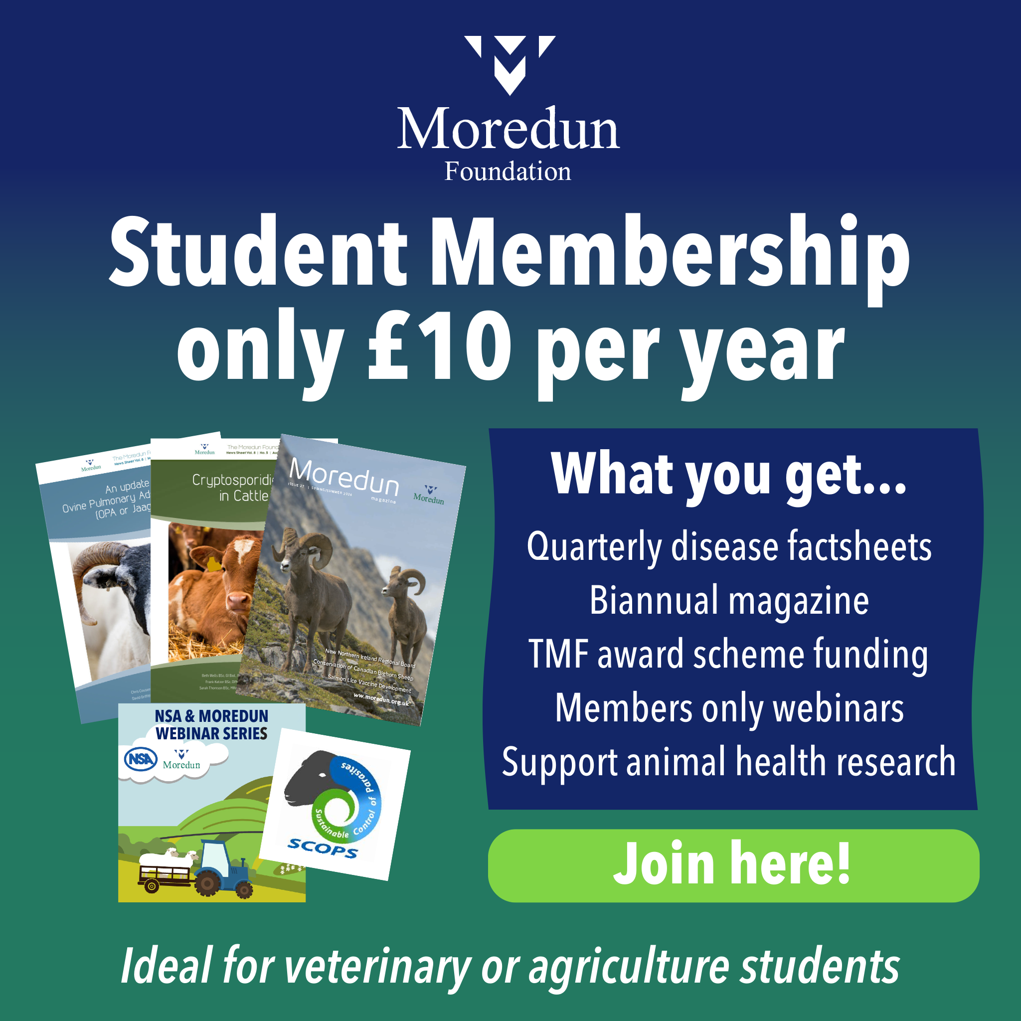 Join us! Moredun Student Membership only £10 per year